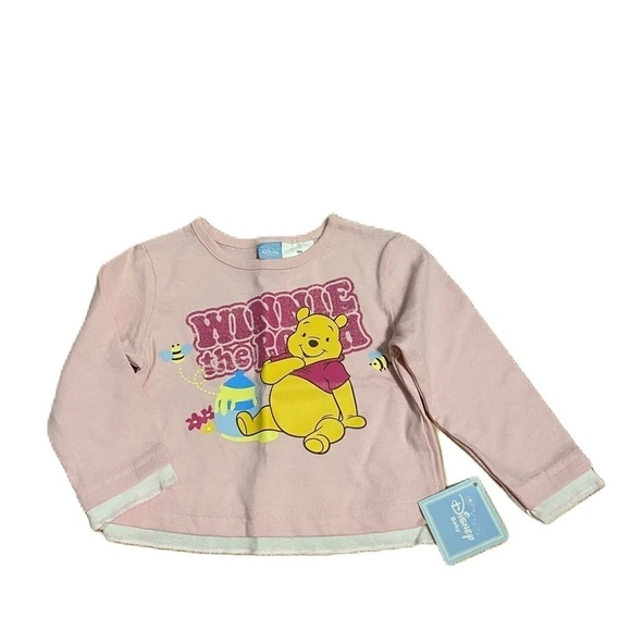 Vintage Winnie the Pooh Long Sleeve T-shirt NEW 18 Months 90s Pink Glitter - Picture 1 of 4